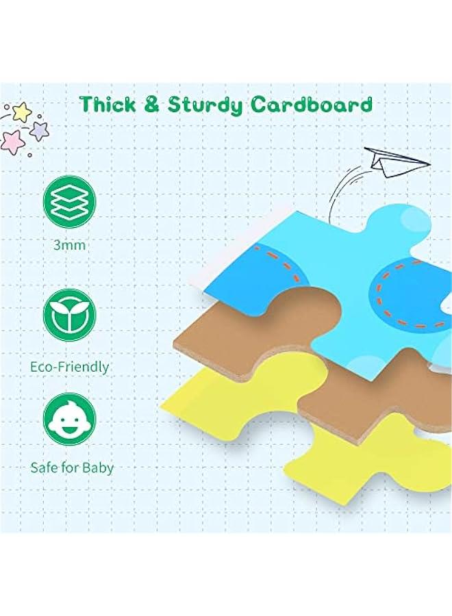 فلاينغ سيدز 6 عبوات من احجية الصور المقطوعة الخشبية بطابع الوالدين والاطفال الصغار من سن 1 الى 3 سنوات، احجيات رفع المستوى للمبتدئين، العاب مونتيسوري التعليمية لنشاط عائلي لمرحلة ما قبل المدرسة للاطفال من سن 2-5 سنوات - Image 5